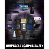Ultra Clarity Cables HDMI Cable, 8K Resolution UHD 2.1b Ready, Supports Ethernet Ultra HDR Video HD Bandwidth 48Gbps, Audio Return Channel, High Speed HDMI Cable, Black, 10 ft, 1 Pack