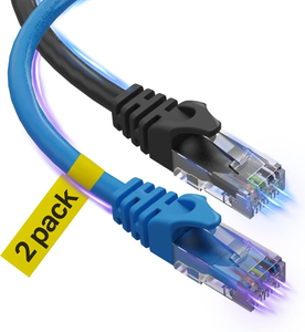 Cat 6 Ethernet Cable 15 Ft 2 Pack, Cat 6 Cable Outdoor&Indoor, High Speed 10Gbps Internet Network Cable, Cat6 Ethernet Patch Cable Long, Computer LAN Cable for Router, Modem, PS4/5 - Blue & Black